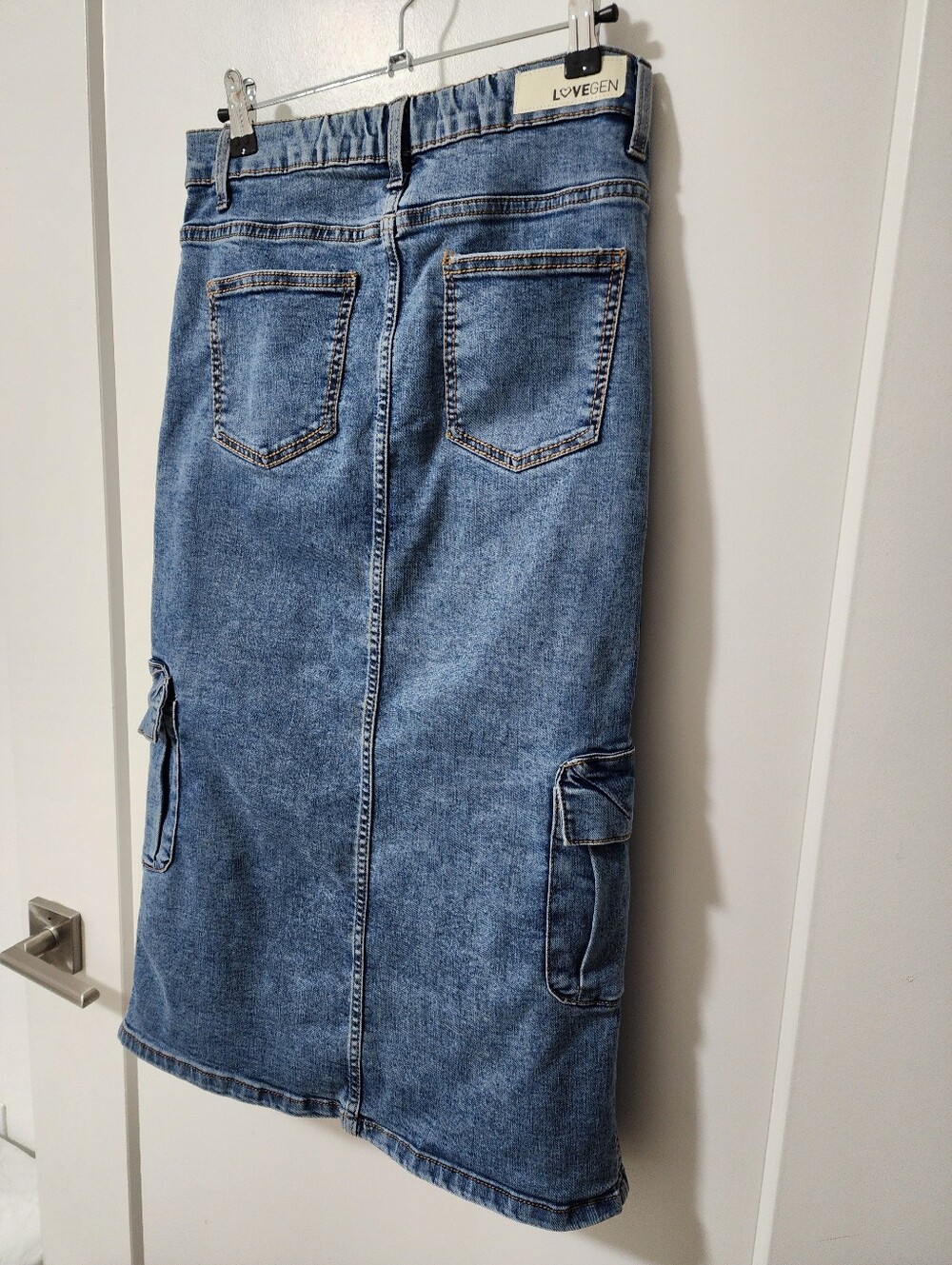 Lovegen Blue Denim Jeans Cargo Skirt SZ 5 - Picture 8 of 8